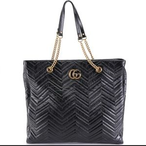 Gucci Marmount Matelasse Shoulder Tote with Leather and Chain Strap